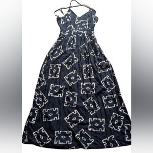 Chic Navy Blue and White Women's Maxi Dress